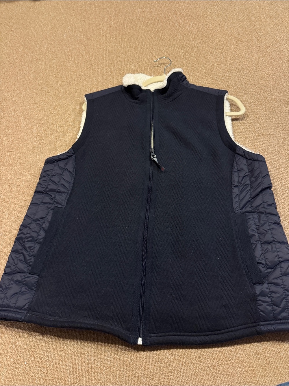 T by Talbots Navy Quilted Sherpa-Lined Vest